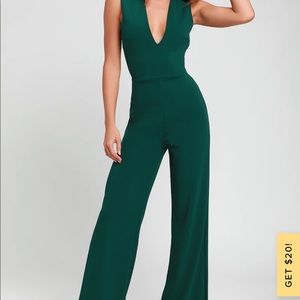 emeralds green open back jumpsuit